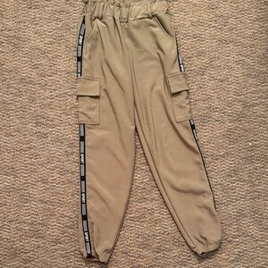 Tan Cargo Joggers with Side Stripes